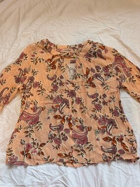Bloomfield Peach Floral Blouse Top